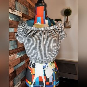 Guess Striped Crop Top Off the Shoulder | Woman’s Size Small